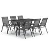 vidaXL 7 pcs conjunto de jantar para jardim cinzento e preto