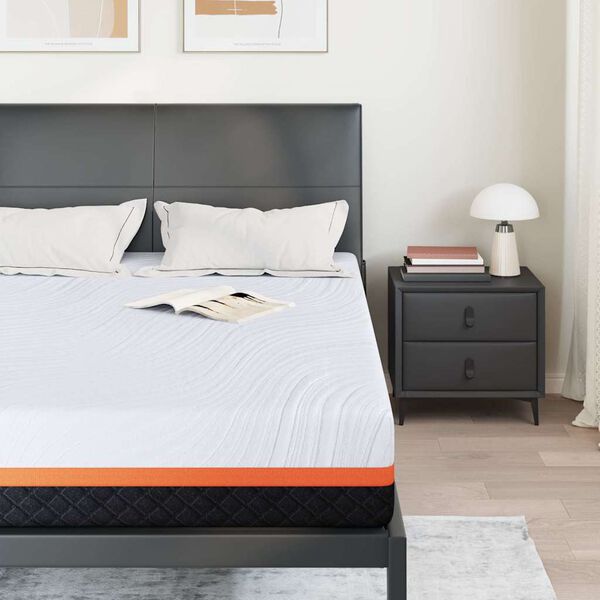 vidaXL Colch&atilde;o Branco e Cinza 140 x 200 cm Tecido Jacquard