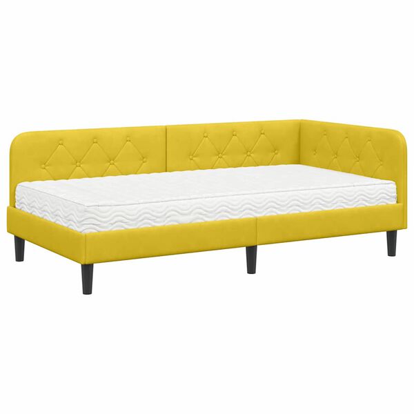 vidaXL Estrutura de Cama de Canto Amarelo 100 x 200 cm Veludo