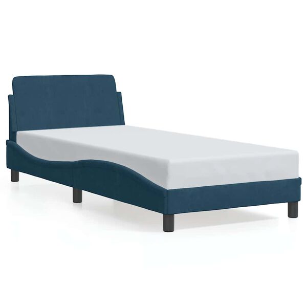 vidaXL Estrutura de cama com cabeceira Dover 90x190 cm veludo azul