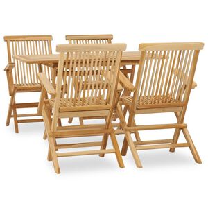 vidaXL Conjunto de jantar p/ jardim 5 pcs madeira teca maci&ccedil;a