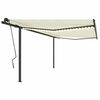 vidaXL Toldo retr&aacute;til manual com luzes LED 4,5x3 m cor creme