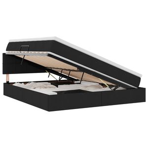 vidaXL Cama com arruma&ccedil;&atilde;o e LED com colch&atilde;o Preto 180 x 200 cm tecido