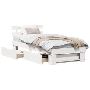 vidaXL Estrutura da Cama com cabeceira com gaveta Branco 100 x 200 cm