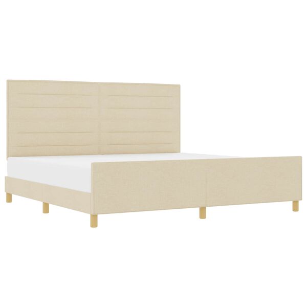 vidaXL Estrutura da Cama com cabeceira Creme 200 x 200 cm tecido