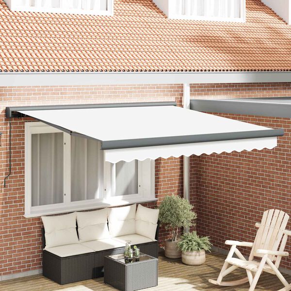vidaXL Toldo Retr&aacute;til Branco 300 x 250 cm Tecido e Metal