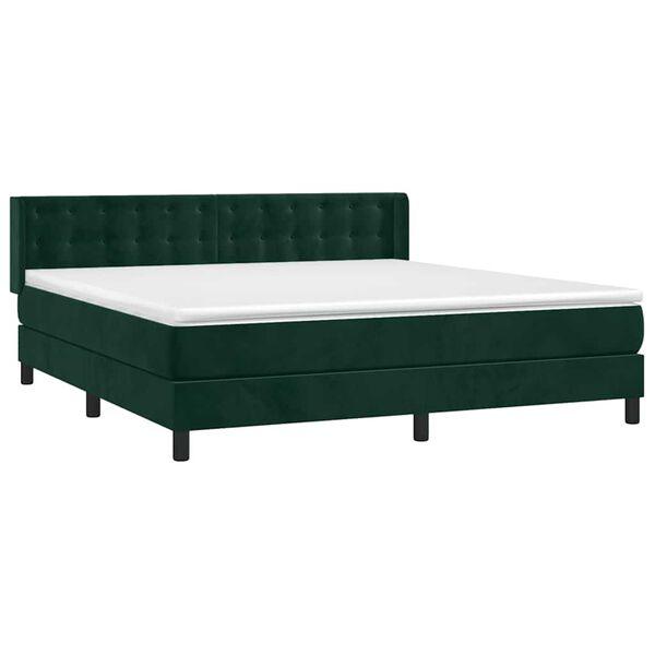 vidaXL Cama com molas/colch&atilde;o 180x200 cm veludo verde-escuro