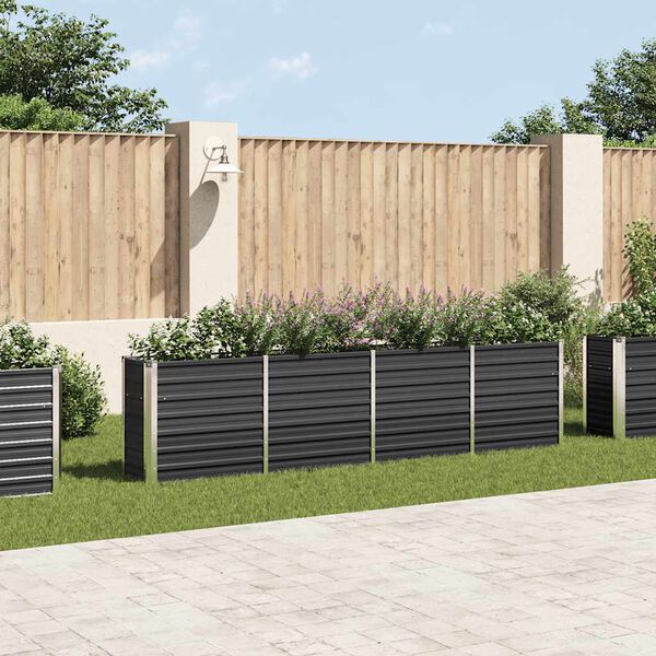 vidaXL Canteiro jardim elevado 320x40x77 cm aço galvanizado antracite