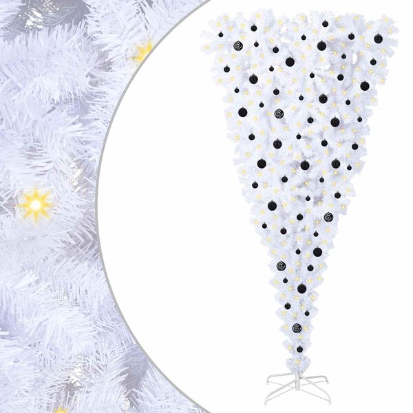 vidaXL &Aacute;rvore de Natal Artificial com 300 LEDs Branco 240 cm PVC e A&ccedil;o