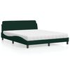 vidaXL Cama com colch&atilde;o Dover 160x200 cm veludo verde-escuro