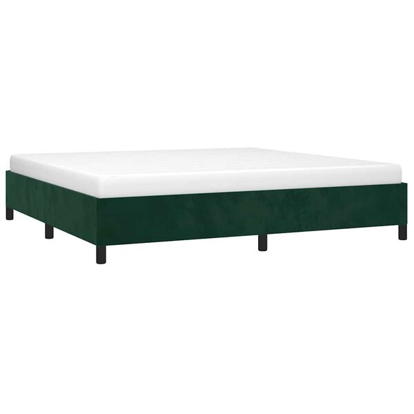 vidaXL Estrutura de cama sem colch&atilde;o 200x200 cm veludo verde-escuro