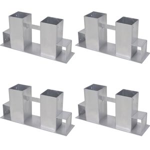 vidaXL Auxiliares de empilhamento de lenha 4 pcs a&ccedil;o prateado