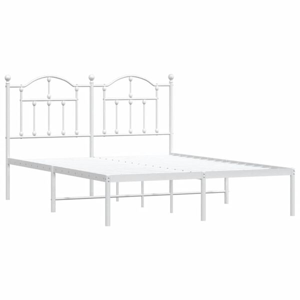 vidaXL Estrutura de cama com cabeceira 135x190 cm metal branco