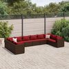 vidaXL 10 pcs conjunto lounge jardim c/ almofadões vime PE castanho