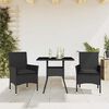 vidaXL 3 pcs conjunto jantar jardim c/ almofadões vime PE/vidro preto
