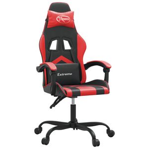 vidaXL Cadeira gaming girat&oacute;ria couro artificial preto e vermelho