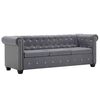 vidaXL Sof&aacute; chesterfield tr&ecirc;s lugares veludo 199x75x72cm cinzento