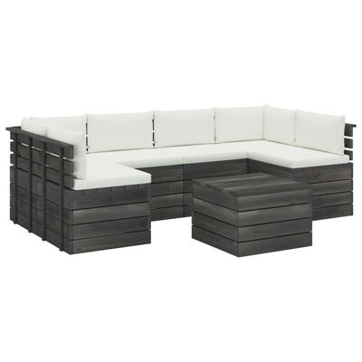 vidaXL 7 pcs conjunto lounge de paletes + almofadões madeira de pinho