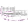 vidaXL Estrutura de cama com cabeceira e pés 120x190 cm metal branco