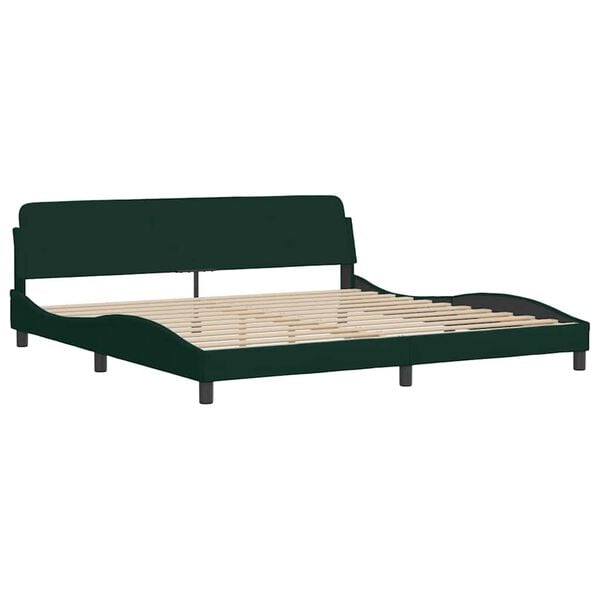 vidaXL Estrutura de cama sem colch&atilde;o Hanko 200x200 cm veludo verde-escuro