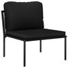 vidaXL 3 pcs conjunto lounge de jardim c/ almofadões PVC preto