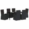 vidaXL Conjunto de Jantar para Jardim com almofada 7 pcs Preto vime PE