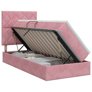vidaXL Cama com arruma&ccedil;&atilde;o e colch&atilde;o Rosa 90 x 200 cm Veludo