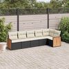vidaXL 6 pcs conjunto sof&aacute;s de jardim c/ almofad&otilde;es vime PE preto
