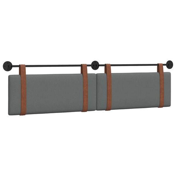 vidaXL Cabeceira Suspensa Liso Cinza Escuro 210 x 55 x 5 cm PU Antigo