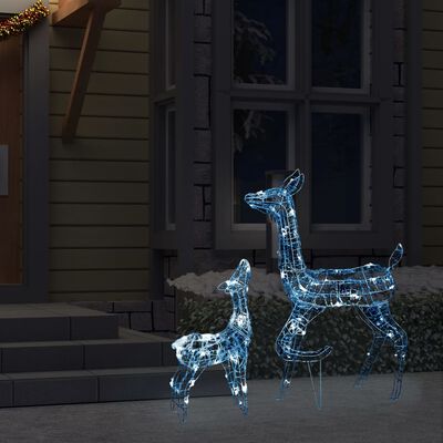 vidaXL Família de renas decorativa 160 luzes LED acrílico branco frio