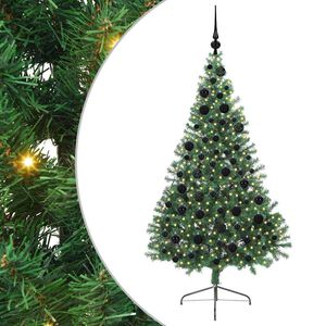 vidaXL &Aacute;rvore de Natal Artificial Pr&eacute;-iluminada Verde 180 cm PVC
