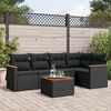 vidaXL 6 pcs conjunto sof&aacute;s de jardim c/ almofad&otilde;es vime PE preto