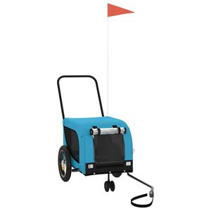 vidaXL Reboque de bicicleta p/ animais tecido oxford/ferro azul/preto