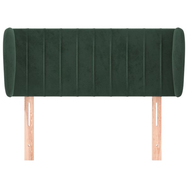 vidaXL Cabeceira de cama c/ abas veludo 103x23x78/88cm verde-escuro