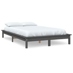 vidaXL Estrutura de cama 140x200 cm pinho maci&ccedil;o cinzento