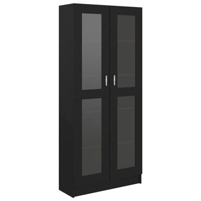 vidaXL Armário vitrine 82,5x30,5x185,5 cm contraplacado preto