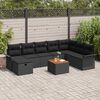 vidaXL Conjunto de Sof&aacute; de Jardim com almofada 9 pcs Preto vime PE