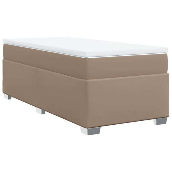 vidaXL Cama com molas/colch&atilde;o 100x200 cm couro artificial cappuccino