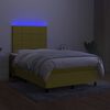 vidaXL Cama box spring c/ colch&atilde;o e LED 120x200 cm tecido verde