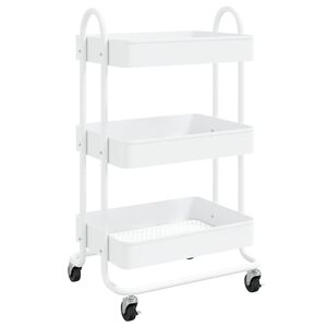 vidaXL Carrinho com 3 prateleiras 46x34x79 cm a&ccedil;o branco