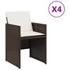 vidaXL Cadeiras de jardim com almofad&otilde;es 4 pcs vime PE castanho
