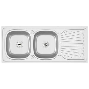 vidaXL Lava-lou&ccedil;a cozinha + cuba dupla 1200x500x155 mm inox prateado