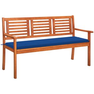 vidaXL Banco de jardim 3 lugares c/ almofad&atilde;o 150 cm eucalipto maci&ccedil;o