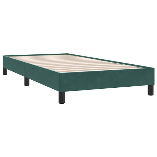 vidaXL Cama com molas/colch&atilde;o verde-escuro 90x210 cm veludo