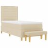 vidaXL Cama Box com colch&atilde;o com cabeceira Creme 90 x 200 cm tecido