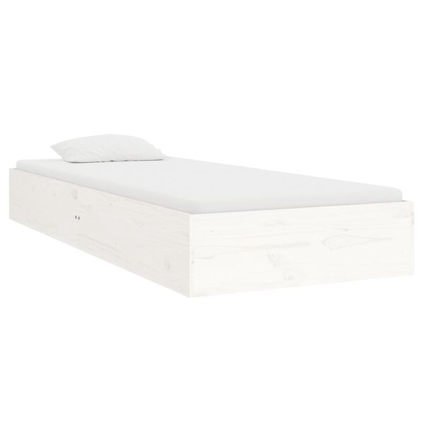 vidaXL Estrutura de cama solteiro 90x190 cm madeira maciça branco