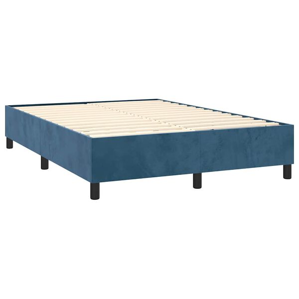 vidaXL Cama com molas/colch&atilde;o 140x200 cm veludo azul-escuro