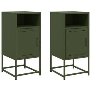 vidaXL Mesas de cabeceira 2 pcs 36x39x78 cm a&ccedil;o verde-azeitona