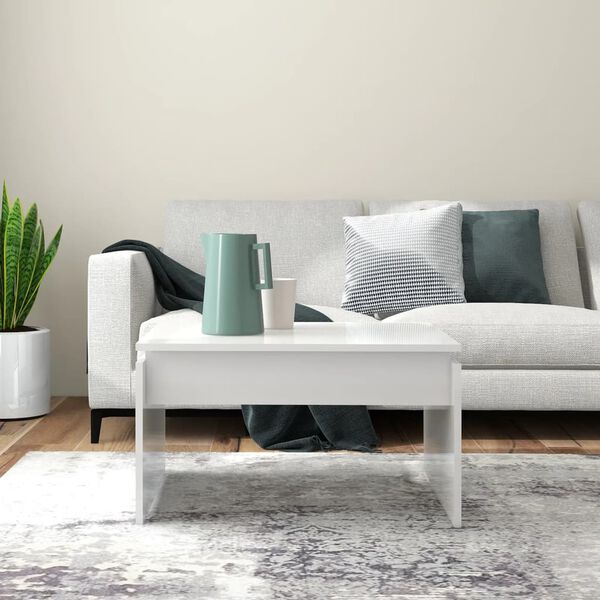 vidaXL Mesa de centro 68x50x38 cm derivados madeira branco brilhante