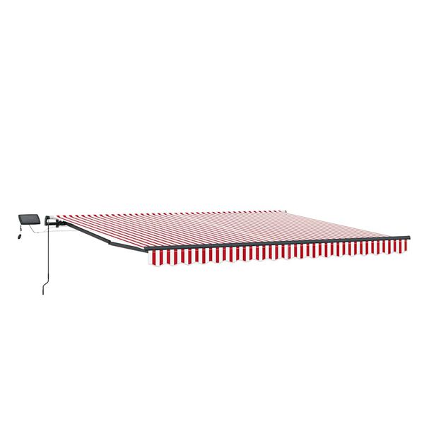 vidaXL Toldo Retr&aacute;til Manual Vermelho e branco 450 &times;350 cm tecido